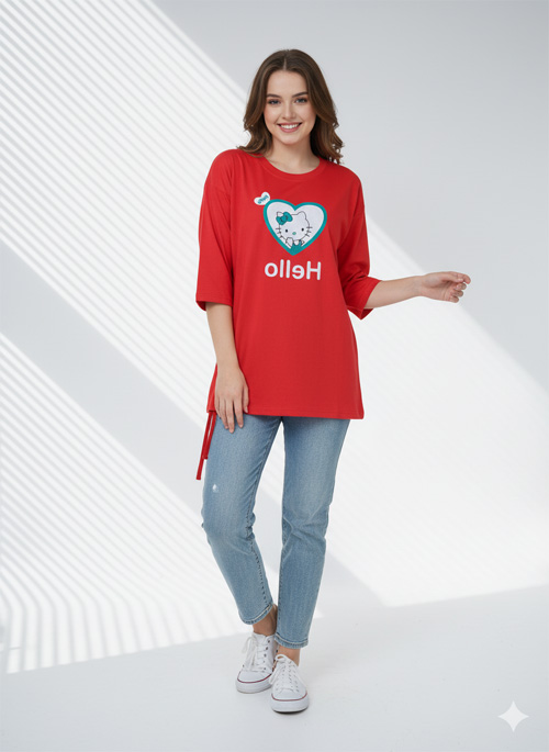 Ladies Drop Shoulder T- Shirt Premium Quality